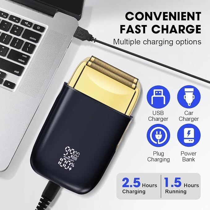 Men's Shaver Shaving Machine Men Electric Shaver Hair Clipper Rechargeable Metal Housing Pro Electric Shaver for Men Electric Home(Golden)