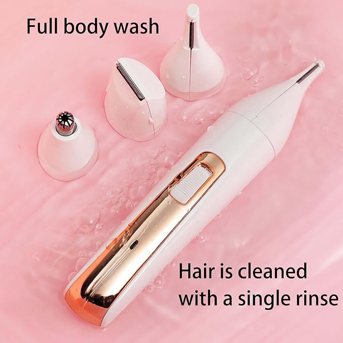 Womens Electric Razor Face Shaver Facial Hair Remover Electric Bikini Trimmers for Legs Travel Razor for Eyebrow Ear Nose Hair Lip Beard Armpit (Gold 4 in 1