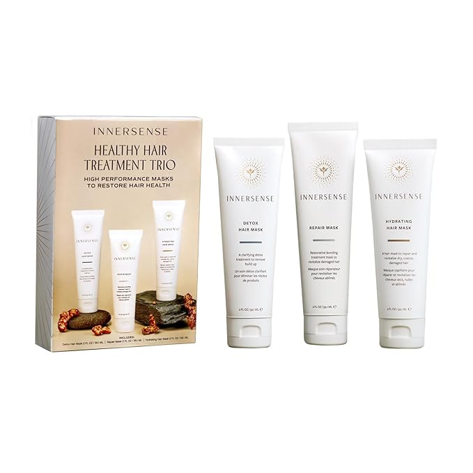 INNERSENSE - Healthy Hair Treatment Trio | Detox Repair + Hydrating Hair Masks (2 oz each) | Detoxify Hydrate Repair | For Women &amp Men Non-Toxic Cruelty-Free Clean Haircare