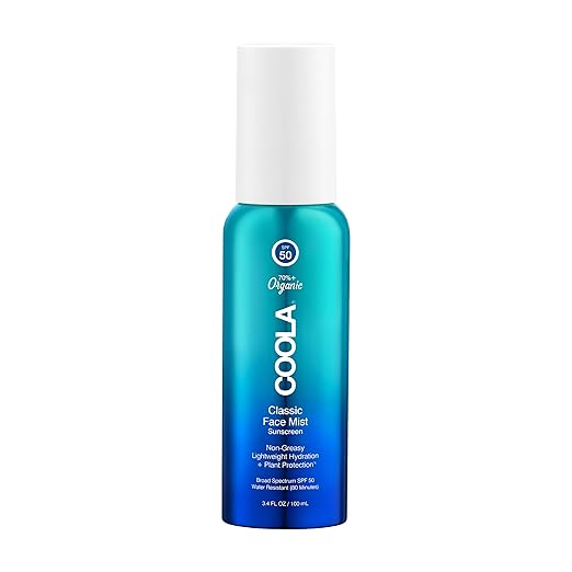 COOLA Organic Sunscreen SPF 50 Sunblock Face Mist Dermatologist Tested Skin Care for Daily Protection Vegan and Gluten Free Natural Fragrance 3.4 Fl Oz