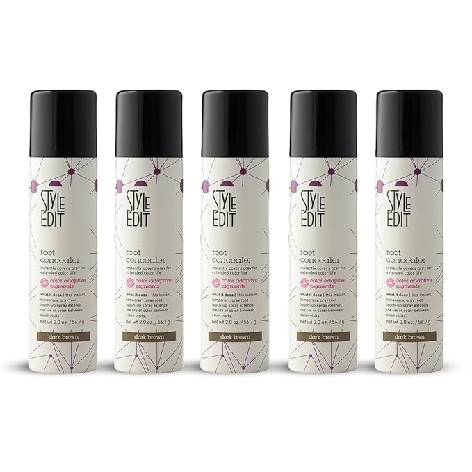 Style Edit Root Concealer Touch Up Spray (Multiple Colors Available) - Instantly Covers Greys And Roots - Professional Salon Quality Grays Cover Up Hair Products for Women Dark Brown 2 Ounce PACK OF 4