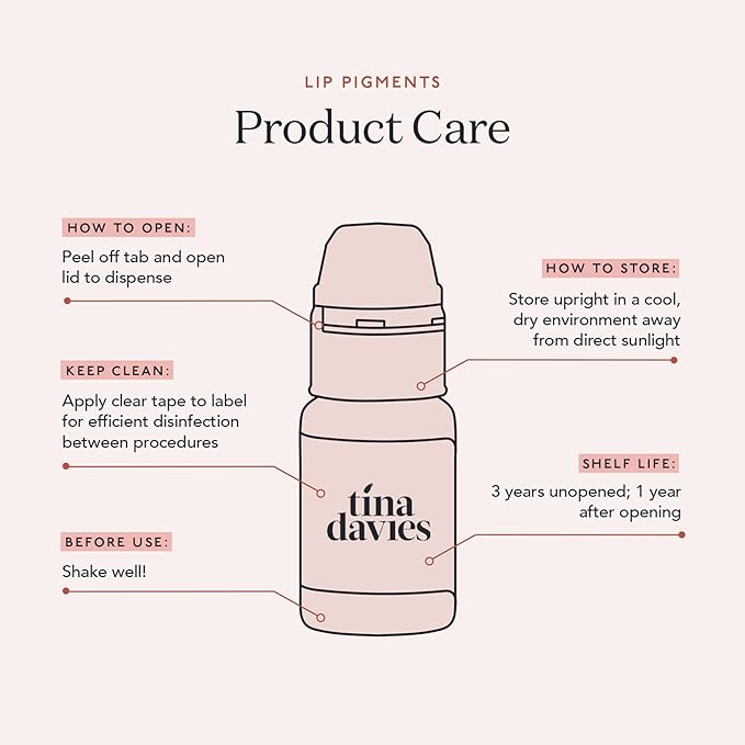 Tina Davies Professional Envy &amp Lust Lip Pigments - Permanent Lip Makeup - Colors Heal True to Tone - High Retention - Lust Pink Coral 1/2oz/15ml Bottle