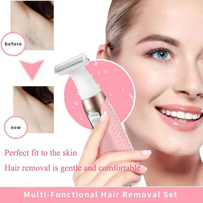 Electric Shaver Trimmer for Women Full BodyPainless Lady Wet &amp Dry Electric Bikini Line Trimmer Body Hair Remover for Leg Underarm Eyebrow PublicUSB Rechargeable Cordless Waterproof