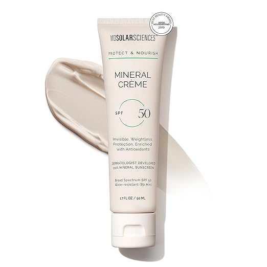MDSolarSciences Mineral Cr?me SPF 50 Sunscreen for Face ? Water-Resistant Broad Spectrum UV Protection ? Blendable Micronized Zinc Oxide ? Smooth Natural Matte Finish