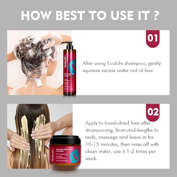 Ecolchi Collagen Hair Mask Deep Repair Conditioning Hair Treatment Argan Oil Keratin Hair Essence Mask for Dry Damaged &amp Frizzy Hair 500ml 16.9 fl oz