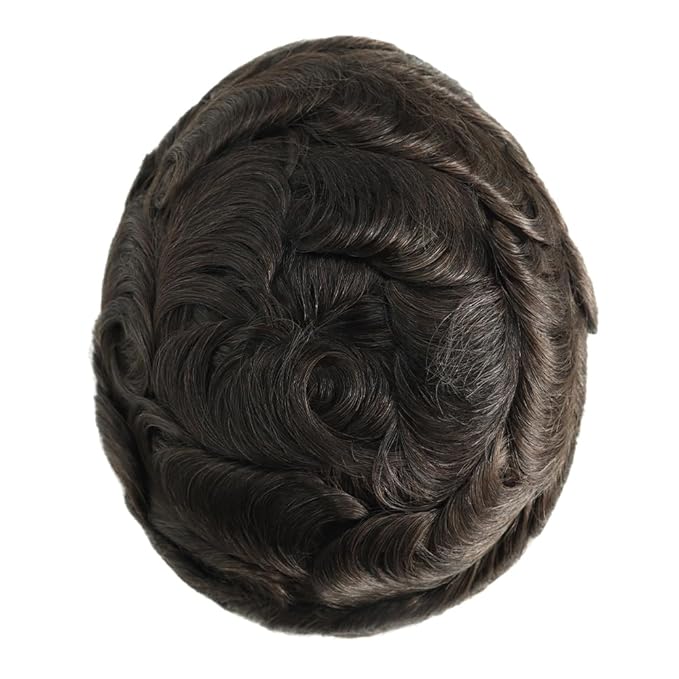 Mens Toupee Human Hair Pieces Durable Hair Replacement Systems for Men Wigs Fine Mono Hair Unit Bond #3