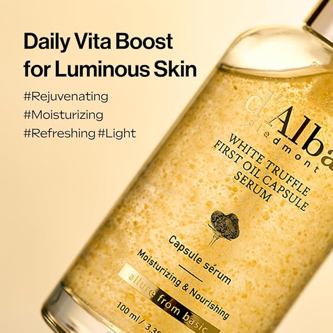 d'alba Piedmont White Truffle Oil Capsule Serum Daily Vita Boost for Luminous Skin Double Vitamin Formula Big Size (3.38fl. oz.)