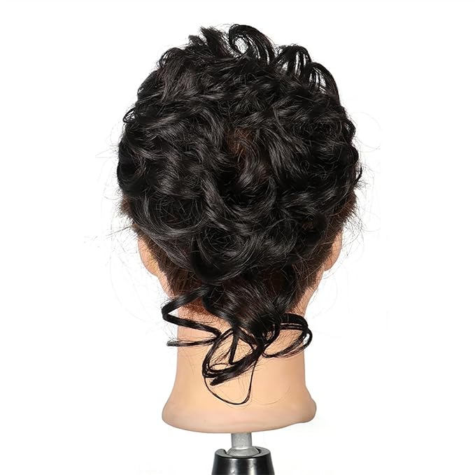 EARSHOT Hair Buns Hair Piece Synthetic Bun Donut Bun Ponytail Hair Extensions Messy Blonde Curls with Elastic Rubber Band Wig Hair Bun for Women Hair Accessories For Girls (Color : 1B)