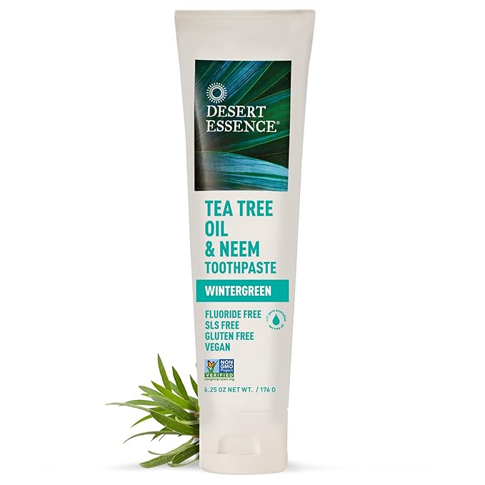 Desert Essence Natural Tea Tree Oil and Neem Toothpaste Wintergreen6.25 Oz Pack of 3