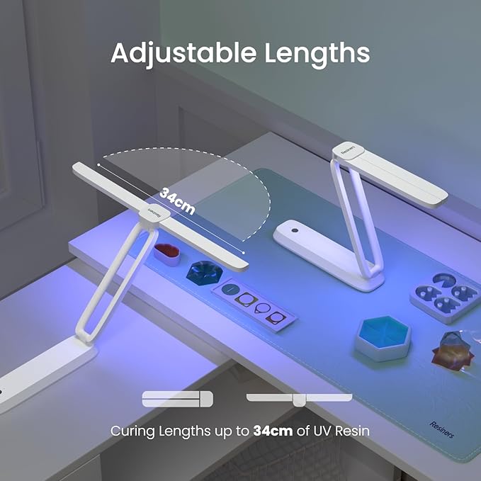 Resiners UV Light for Resin Curing UV Resin Light Wireless &amp Rechargeable Ultraviolet Lamp 3-in-1 Uses Foldable Blacklight LED Craft Supplies Tools for Jewelry Making Craft Molds White