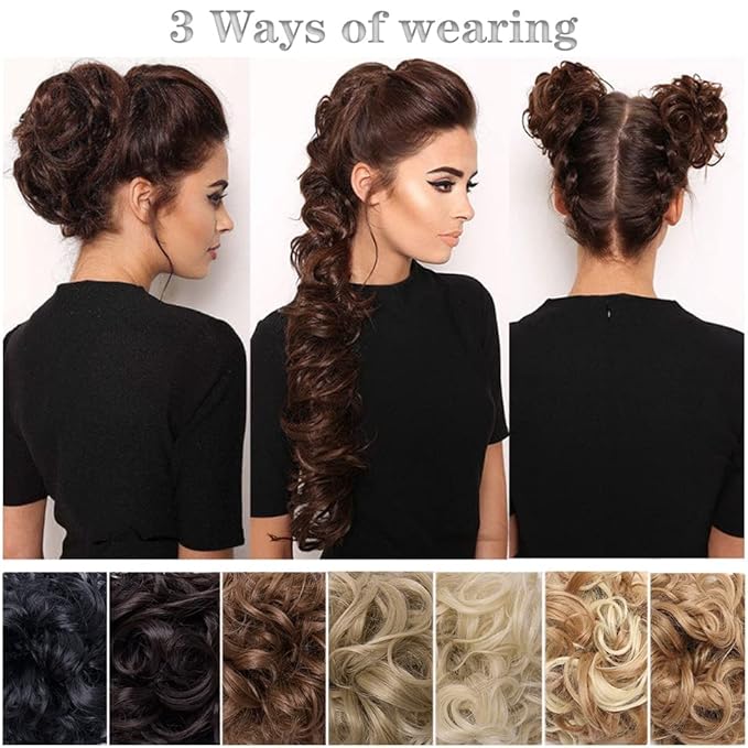 EARSHOT Hair Buns Hair Piece 80cm Women's Synthetic Bun Messy Bun with Elastic Band Hair Bun Curl Wig Ponytail Extension Hair Extensions Wig Hair Accessories For Girls (Color : Bleach blonde)