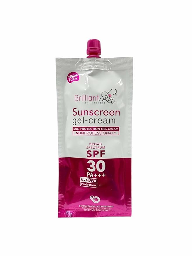 Generic 2 Sachets Brilliant Skin Essentials Sunscreen Gel-Cream UVA/UVB Protection SPF 30 50g 1.7 Ounce (Pack of 1)