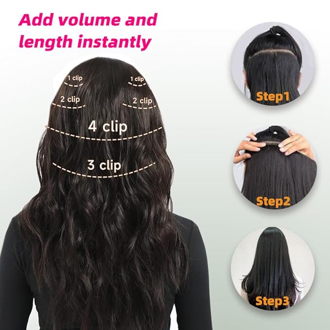 Straight Clip in Hair Extensions Real Human Hair 7Pcs 22 Inch 120g #1B Natural Black Invisible Natural Soft Remy Human Hair Extension Clip ins Double Weft Hair Extensions Real Human Hair for Women