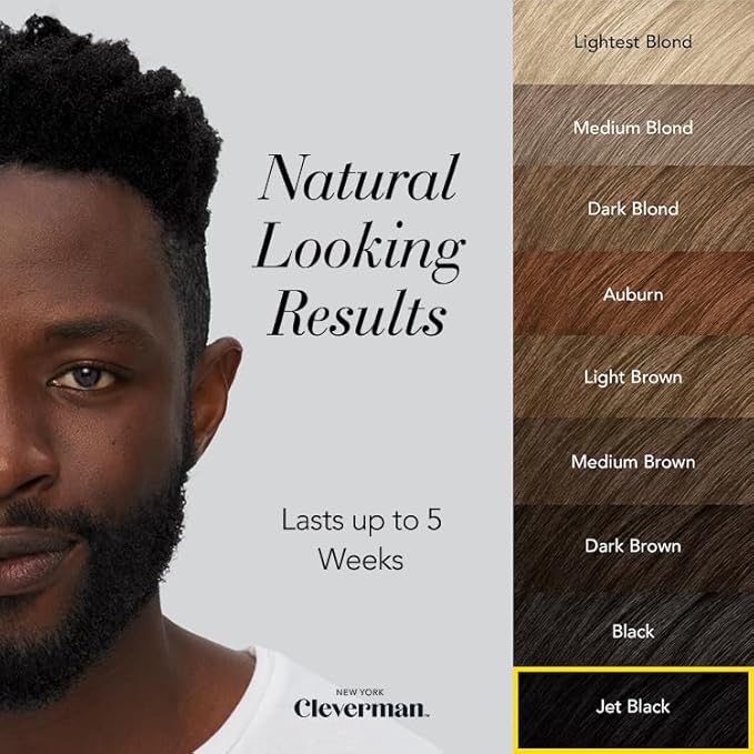 Cleverman Hair &amp Beard Dye Kit for Men All-in-One Reusable Mens Hair Color Natural Gray Coverage Ammonia-Free Beard Mustache Dye for Men (Jet Black for Black Men)