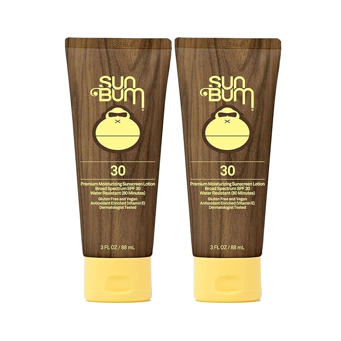 Sun Bum Original SPF 30 Sunscreen Lotion | Vegan and Hawaii 104 Act Compliant (Octinoxate &amp Oxybenzone Free) Broad Spectrum Moisturizing UVA/UVB Sunscreen with Vitamin E | 3 oz (Pack of 2)