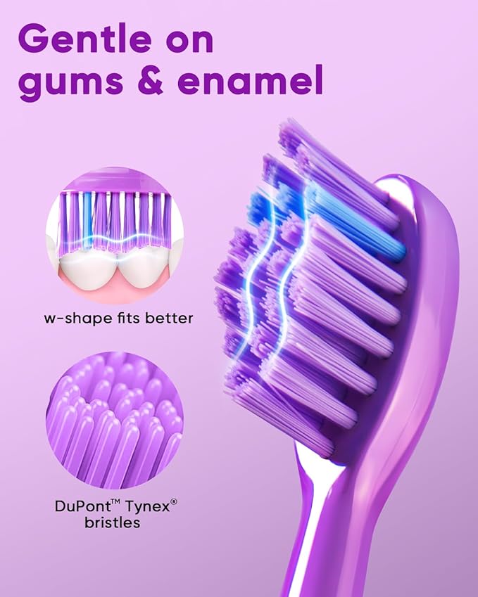 MySmile DY156 Electric Toothbrush for Adults Rechargeable Sonic Battery Toothbrush Portable with 3 Brush Heads 2 Mins 5 Modes Smart Timer 45000VPM One Charge for 60 Days - Purple