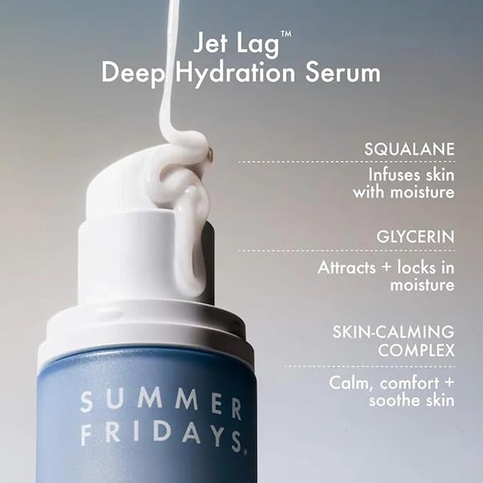 Summer Fridays Jet Lag™ Essentials - Mini Hydrating Skin Care Set With Jet Lag™ Mask Eye Patches Deep Hydration Face Serum &amp Hydration Mist - Travel Size Skincare Kit &amp Holiday Gift Set (4 C