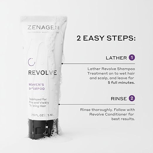 ZENAGEN Revolve Women's Travel Kit | Shampoo + Conditioner for Fine &amp Visibly Thin Hair Promotes Thicker Fuller Hair Plant-Based Formula Color-Safe Vegan