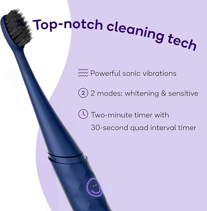 Burst Curve Sonic Electric Toothbrush for Adults (Cobalt Blue) | Slim Travel Brush with Cover | Ultra Soft Bristles | Up to 2 Month Rechargeable Battery | Two Modes &amp Timer