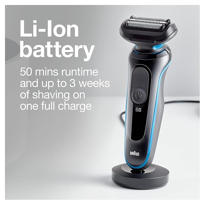 Braun Series 5 5049cs Electric Shaver with Charging Stand Beard Trimmer Face Shaver Wet &amp Dry Rechargeable Cordless Foil Shaver Blue