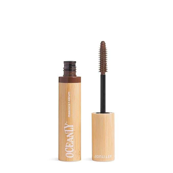 ATTITUDE Oceanly Serum Infused Mascara EWG Verified Eye Lash Serum Length + Volume Vegan Beauty and Makeup Brown 0.24 Oz