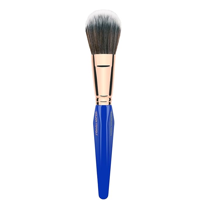 Bdellium Tools Professional Makeup Brush - Golden Triangle 985 Duo Fibre Powder - With All Vegan and Soft Synthetic Fibers For Lightweight Powder Application (Blue 1pc)