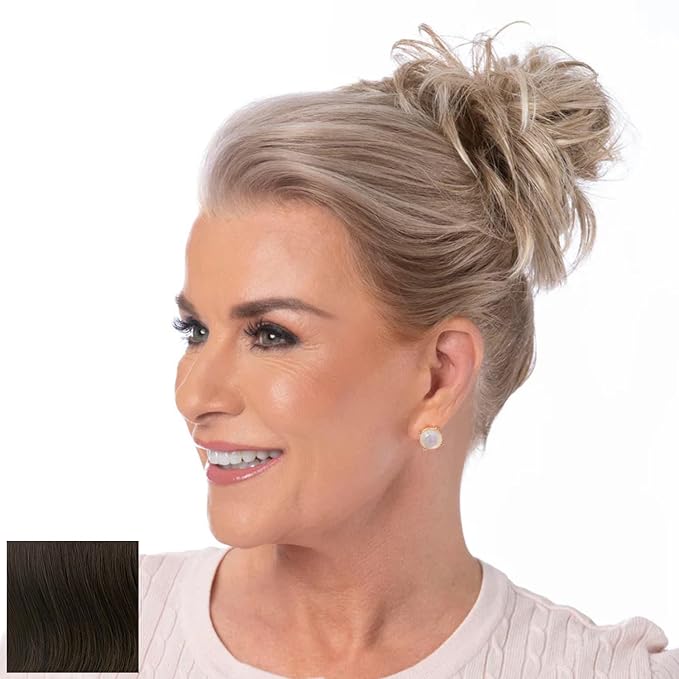 Toni Brattin Twist Classic - Hair Piece Accessory - Instant Volume &amp Styling for Women - Wrap Around Short or Long Ponytail - Quick and Easy to Use Wrap Up Bun - Heat-Friendly Fiber (Dark Brown)