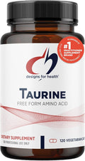 Designs for Health Taurine Capsules - 1000mg (1g) Taurine Amino Acid Pills - Cardiovascular Support - Non-GMO + Vegan Supplement (120 Capsules)