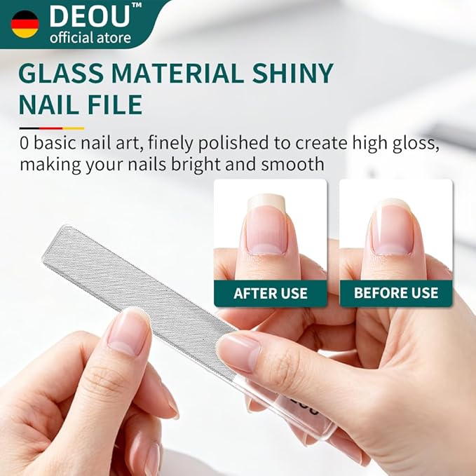 DEOU 3-in-1 Professional Nail Clipper Set - Stainless Steel Large/Medium Flat-Edge Clippers with Built-in Nail File Champagne-Colored Nail Care Tools Exquisitely Gift-Packaged for Home &amp Travel