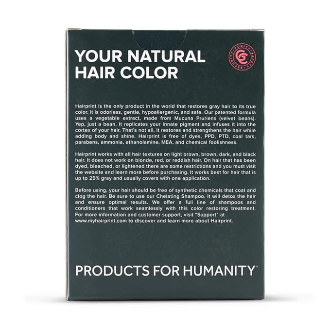 Hairprint True Color Restorer in Brown | Patented for Restoring Gray Hair | Replenishes Natural Pigment | Adds Body Strength &amp Texture | At-Home Treatment | Dye-Free &amp Non-Toxic