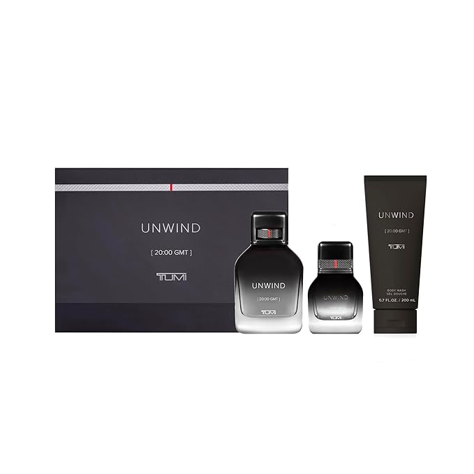TUMI UNWIND [20:00 GMT] Gift Set - Warm Cologne &amp Body Wash for Men - 3.4 oz &amp 1.0 oz Eau de Parfum 6.7 oz Body Wash