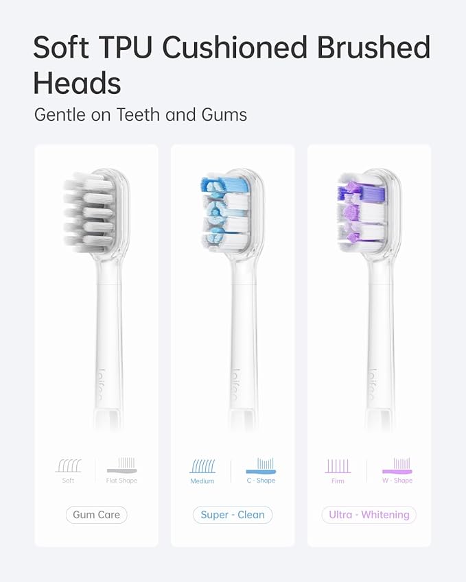 Laifen Cushioned Toothbrush Heads 6 Pack New 2025 Version Replacement Heads Compatible with Wave/Wave Special Electric Toothbrush (Super-Clean)