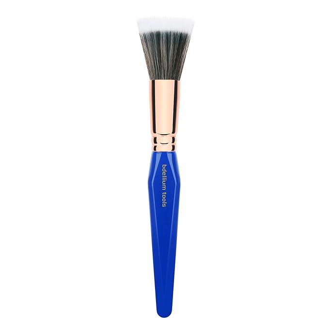 Bdellium Tools Professional Makeup Brush - Golden Triangle 955 Duo Fibre Finishing - With All Vegan and Soft Synthetic Fibers For Stippling Lightweight Application (Blue 1pc)