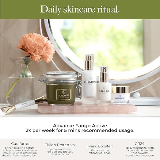 Borghese Advanced Fango active Mud Mask for Face and Body - Exfoliating to Purifying Face Mask with Bentonite Clay &amp Hyaluronic Acid For Normal Combination &amp Oily Skin