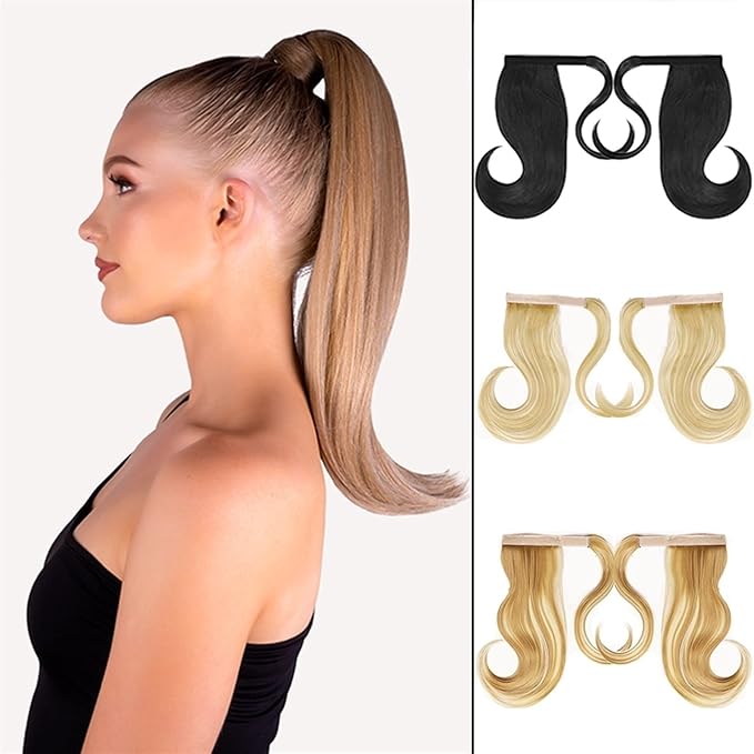 EARSHOT Hair Buns Hair Piece Synthetic Long Straight Ponytail Wrap Around Wig Extension Bun 18 Inch Ponytail Hair Clip for Women Everyday Use Hair Accessories For Girls (Color : 09 Size : 18inches)