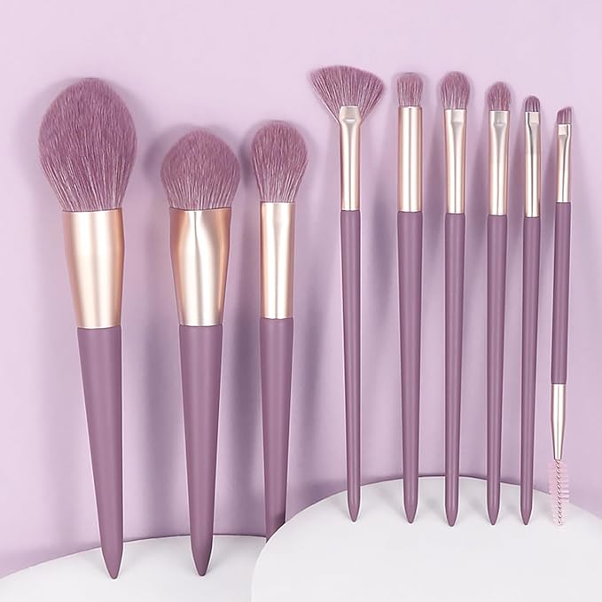 Purple Natural Fiber Makeup Brushes Set with Case Vegan Makeup Brush Set Professional by ENZO KEN Colorful Cosmetic Brushes Makeup Set Make up Brush Set Professional Purple Makeup Brush Set Vegan.