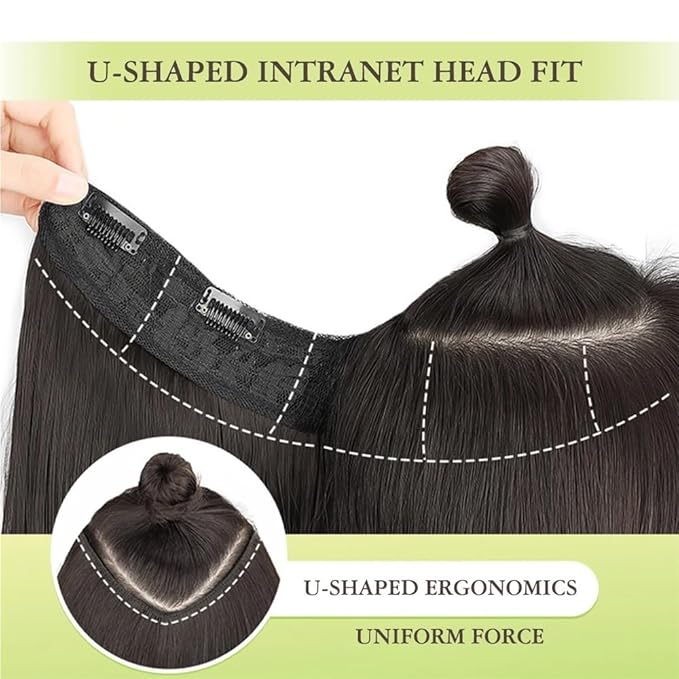 Synthetic Long Straight Hair Extension Piece Fashion Accessories Women's Clip Hair V-shaped Wig Piece(23324inches)