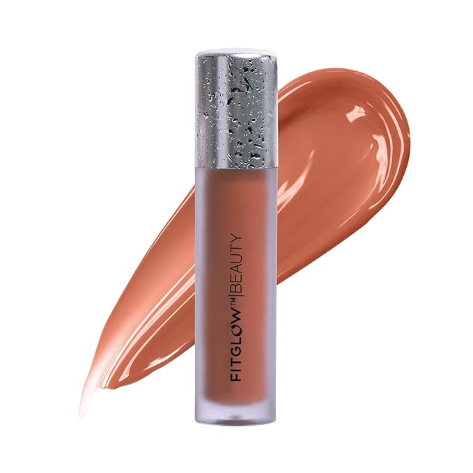FITGLOW Beauty Lip Colour Serum | Hydrating Lip Gloss | Plumping Anti-Aging Lip Treatment | Natural Shine with Pomegranate Sterols &amp Collagen | Buildable Color for Dry Chapped Lips | Carotene - 10