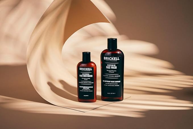 Brickell Men's Daily Essential Face Care Routine I Gel Facial Cleanser Wash and Face Moisturizer Lotion Natural and Organic Unscented Skincare Gift Set