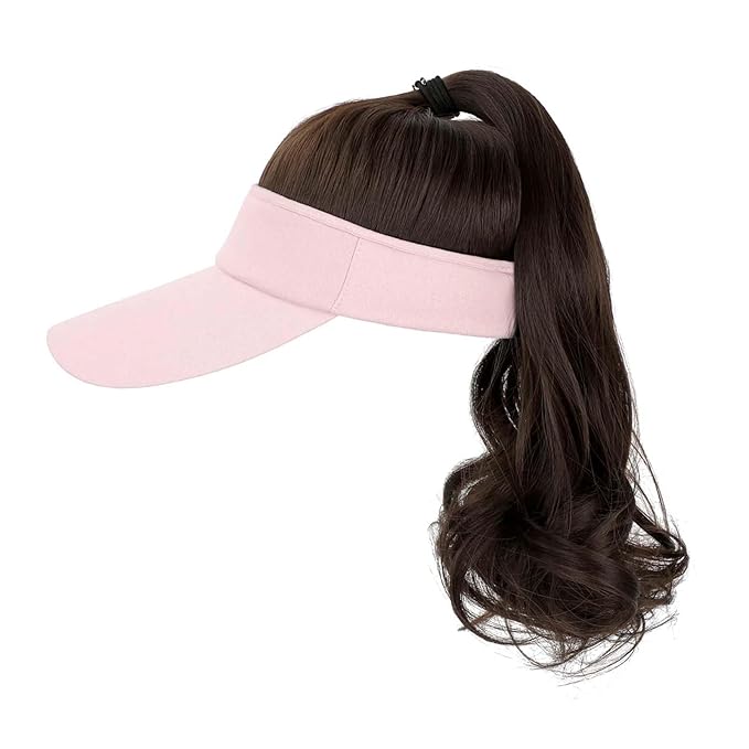 Hat Wig for Women Baseball Cap Wig with Curly Synthetic Hair Extensions Ponytail Cap wig Sun Hat with Hair