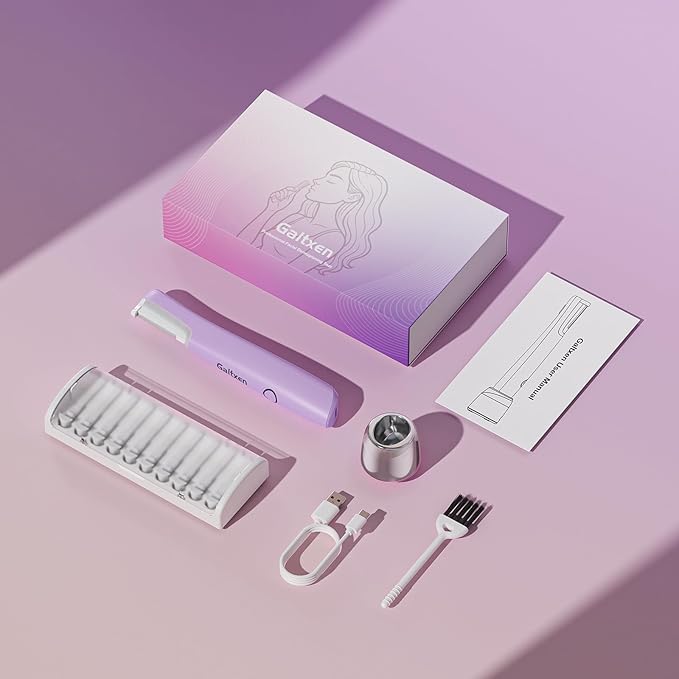 Sonic Dermaplaning Tool for Women Rechargeable Face Dermaplane Razor Sonic Edge Technology for Facial Hair Exfoliating and Peach Fuzz 10 Refill Blades Purple