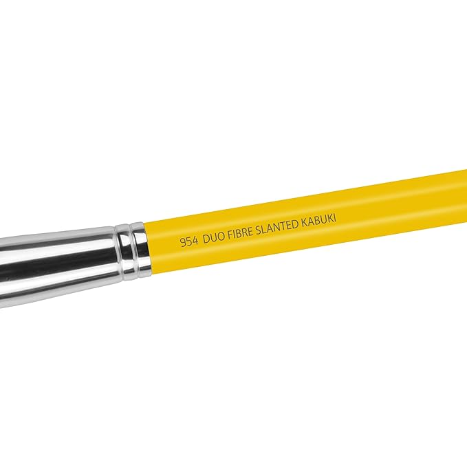 Bdellium Tools Professional Makeup Brush - Studio Series 954 Duo Fiber Slanted Kabuki - With Soft Synthetic Fibers For Stippling Buffing and Blending (Yellow 1pc)