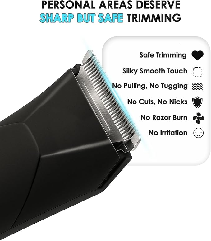 Manscaper for Men Groin Trimmer for Men and Women Body Hair Trimmer and Ball Trimmer with Light Pubic Hair Shaver Manscape Kit 7 Precisions Waterproof Wet / Dry Grooming 240 Minutes Shaving