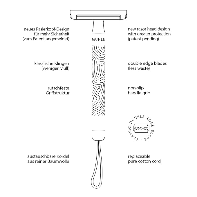 M?HLE Companion Safety Razor ? Women's Double-Edged Body Razor for Shaving Gentle Use Suitable for Body Legs &amp Underarms Longer Handle Long Lasting Blade
