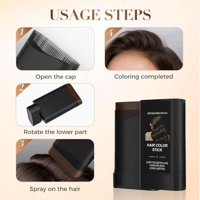 Portable Hair Dye Comb for Gray Hair Coverage 2025 New Convenient Comb Hair Dye for Quick Touch-ups Instant Hair Color Stick with Comb for Women and Men (2Pcs Black)
