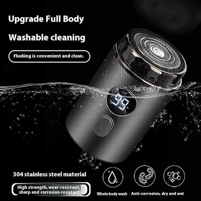 Hipinference Shavers Mini Portable Electric Shaver Turbo Blades Ipx7 Waterproof Trimmer Led Display USB Fast Charging Shaver Wet Dry Painless Shaving for Face and Body (Gray)