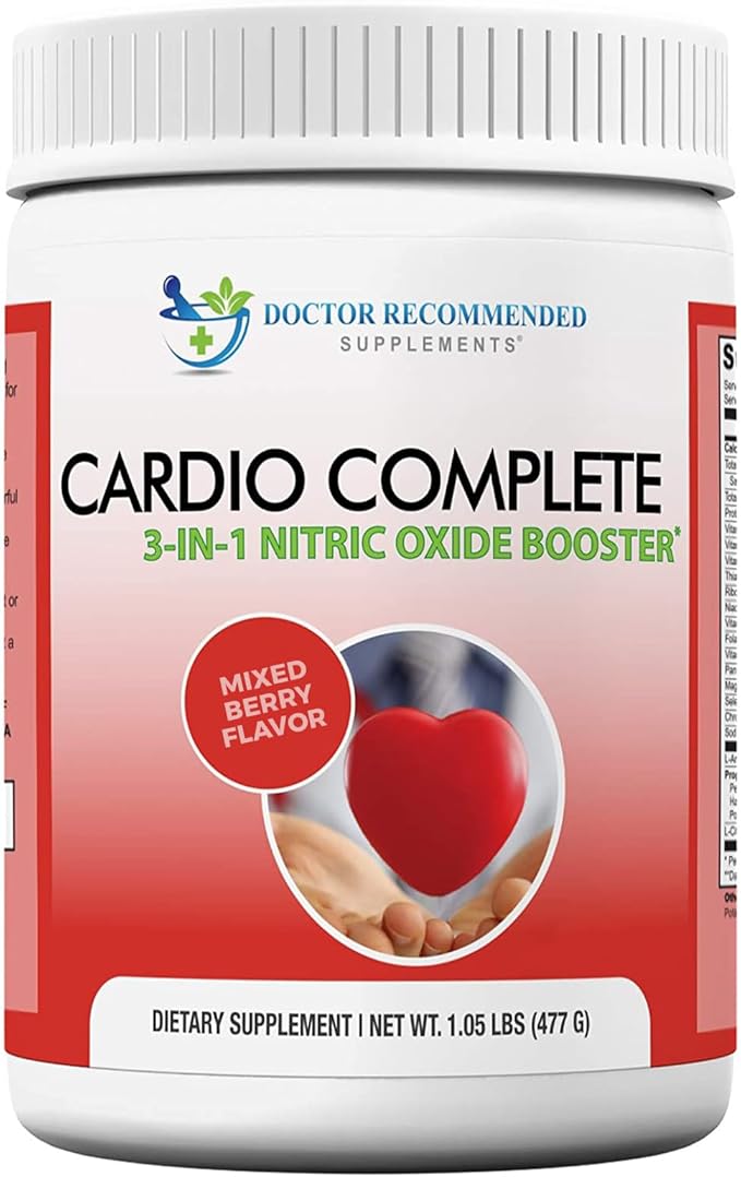 Cardio Complete - Heart Health Support Powder Supplement - 3-in-1 Nitric Oxide Booster with 5000 L-Arginine 1000mg L-Citrulline and Hawthorn Berry