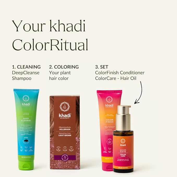 khadi LIGHT BROWN Natural Hair Color - Hair dye for light warm fawn brown with lively reddish reflections - 100% herbal &amp natural - 3.5 oz