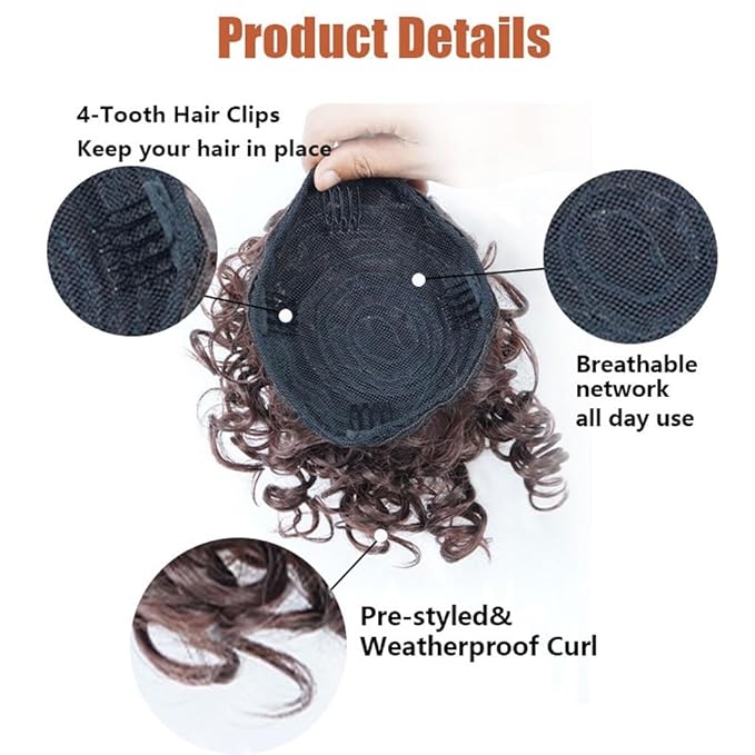 Hair Accessories Ladies Fashion Wig Fluffy Curly Hair Bun Short Curly Hair Comb Ball Head Ponytail Hair Extension Synthetic Hair Bun Hair Pieces For Women(03)