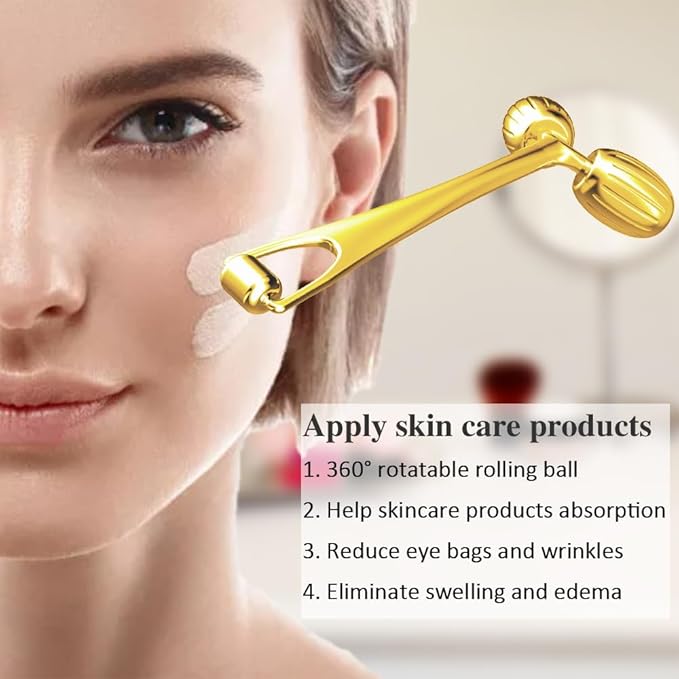 Yeamon Gua Sha Facial Tools and Face Roller Set Facial Massage Tool for Women?™s Skincare RoutineCooling Stainless Steel Face Sculpting Eyes Roller Guasha for Daily Use or Self-Care Gift for Women